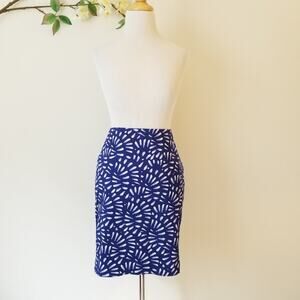 The Limited Blue Fan Print Pencil Skirt - 2